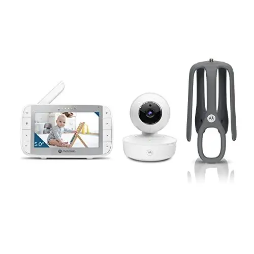 Produktbild: Motorola Nursery VM55 - Babyphone mit Kamera - Video Babyphone mit Schwenk, Neige-und Zoomfunktion, 5 zoll Farbdisplay, Nachtsicht, 2-Wege-Audio, Temperatursensor und tragbare Babyeinheit