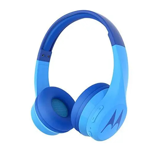 Produktbild: Motorola Squads 300 - Bluetooth Kinderkopfhörer - 24Std. - Begrenzter Lautstärk mit 85 dB, Flexibel und langlebig, Gehörschutz und Musik-Sharing-Funktion, Anti-Allergie-Kissen (BPA-frei) - Blau