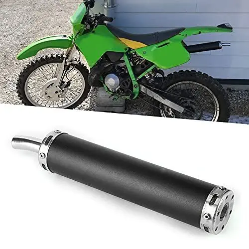 Produktbild: Motorrad Auspuff Schalldämpfer Rohrsystem Edelstahl Auspuff Schalldämpfer 20mm/0.8in Modifizierte Teile für 2-Takt Motorrad (Schwarz)(Schwarz)