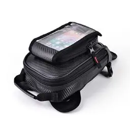 Produktbild: Motorrad Tankrucksack Wasserdichter PU Leder Motorrad Tasche mit Abnehmbare Fenster, Beintasche mit Starkem Magnet Regenschutz und Gurte Verbessern für Honda Yamaha Suzuki Kawasaki Harley (4L)