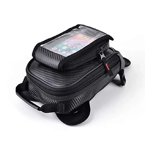 Produktbild: Motorrad Tankrucksack Wasserdichter PU Leder Motorrad Tasche mit Abnehmbare Fenster, Beintasche mit Starkem Magnet Regenschutz und Gurte Verbessern für Honda Yamaha Suzuki Kawasaki Harley (4L)