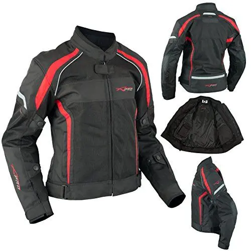 Produktbild: Motorrad Textil Damenjacke wasserdichte Atmungsaktivem Mesh Rot XS