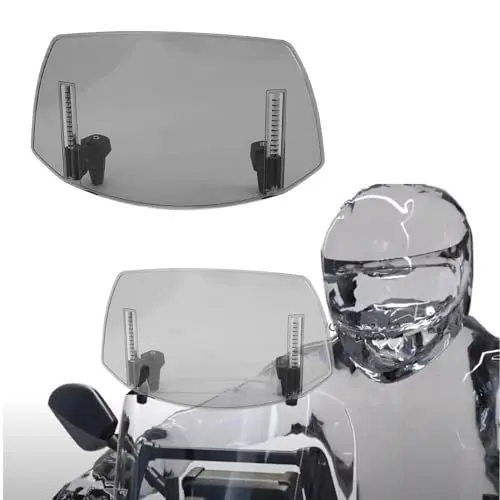 Produktbild: Motorrad Windabweiser Aufsatz, Verstellbare Clip-on Windschild Spoiler 29 x 22 cm ABS Motorrad Windschutzscheibe Erweiterung für MT07 MT09 MT10 R1 R3 FZ6 TMAX530 TMAX 500 (Grau)