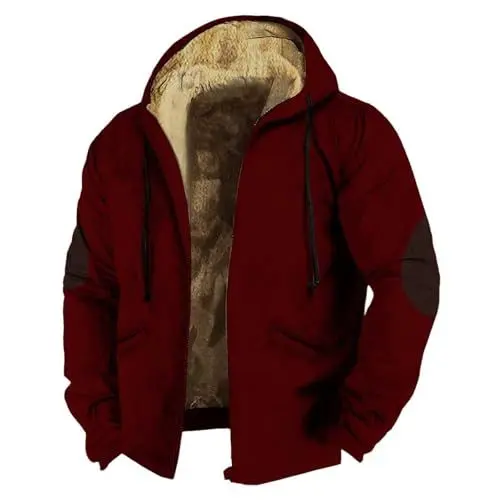 Produktbild: motorrad jacke herren wildlederjacke herren baseball jacke kurzmantel herren übergang winterjacke mit fell herren warme kapuzenjacke herren mens winter jacket outdoor fleecejacken für herren