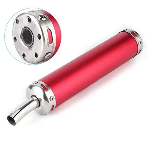 Produktbild: Motorrad-Auspuff, 20 mm (0,8 Zoll) modifizierte Teile Edelstahl-Schalldämpfer aus Universalstahl Glaspackung Fiberglas-Schalldämpfer Resonator für 2-Ta otorrad(rot)