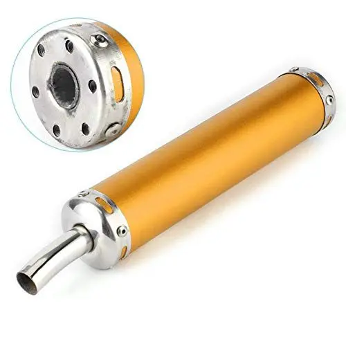 Produktbild: Motorrad-Auspuff, 20 mm (0,8 Zoll) modifizierte Teile Edelstahl-Schalldämpfer aus Universalstahl Glaspackung Fiberglas-Schalldämpfer Resonator für 2-Ta otorrad(Blau)