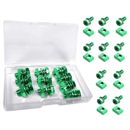 Produktbild: Motorrad-Batterieklemmen-Mutter- und Schrauben-Set, Maschinen-Sechskantschrauben, Schraube für ATV-Fahrzeug, Roller, Motorrad, Quad, M6 x 12 mm, 10 Stück (grün)
