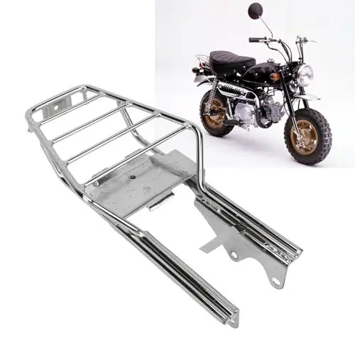 Produktbild: Motorrad-Gepäckträger, Verchromter Motorrad-Solositz-Heckgepäckträger, Heckgepäckträger, Top-Box-Koffer, Koffer-Trägerbrett, Stützregal, Kompatibel mit Monkey Z50 Z50J