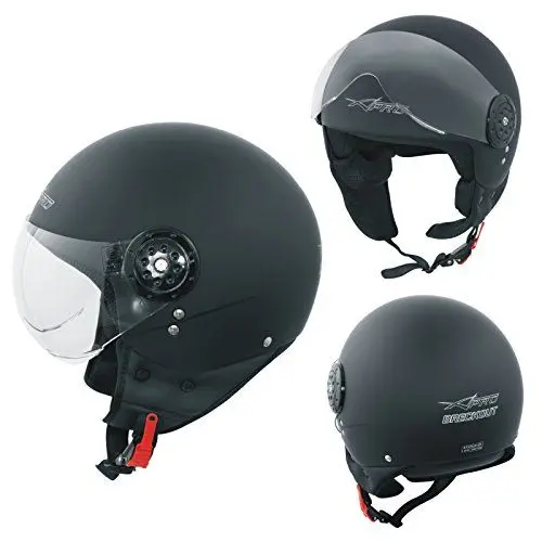 Produktbild: Motorradhelm Motorrad Roller Jet Helm Scooter Homologiert Avio Visor Mattschwarz L