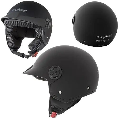 Produktbild: Motorradhelm Quad Roller Offenes Jet Helm Custom ECE 22 06 Polierten Schwarz Matt XL