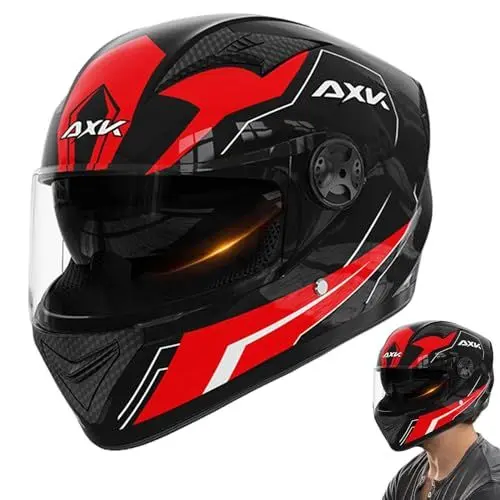 Produktbild: Motorradhelm - Klapphelm Motorrad Herren - RollerHelm-Helm Mit Doppelvisier, Integralhelm Mit Sonnenblende Full Face Dual Lens Shield Street Motorrad Kopfbedeckung Motorradhelm Für Damen Und Herren