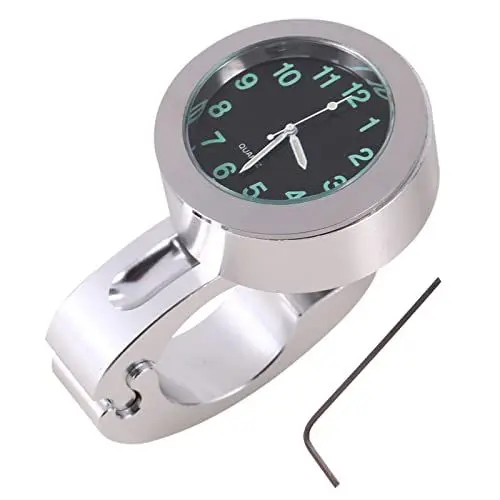 Produktbild: Akozon 1 Stück Universal Silber Motorrad Lenkerhalterung Uhr Uhr mit Wasserdichtem Glühen