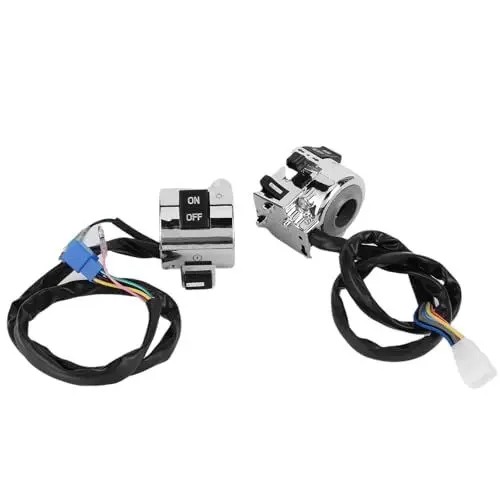 Produktbild: Motorrad-Lenkerschalter, Steuerknopf, Blinker, Scheinwerfer, Hupe, 25 Mm, Universell Einsetzbar, für Elektroroller, Motorräder, ABS, Schwarz + Silber, Paar