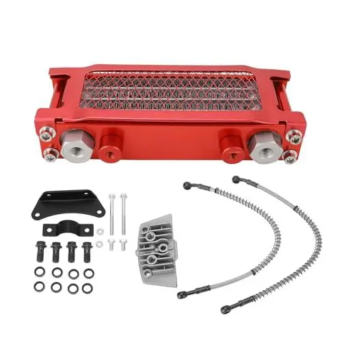 Produktbild: Fydun Motorrad-Ölkühler-Set, Aluminium, Hocheffizient, Ersatz-Monkey für 50 Bis 110 Moto-Ölkühler (Rot)