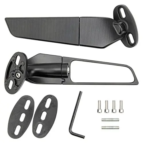 Produktbild: 2 Stück Motorrad Rückspiegel, Einstellbare Drehbare Rückspiegel Universal ATV Motorrad Wind Schwenkbare Flügelspiegel Ersatz Außenspiegel für Ninja 250 300 400 650 H2 H4