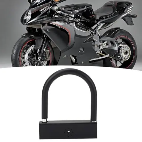 Produktbild: Motorradschlösser, Diebstahlschutz, Robustes Fahrrad-Bügelschloss mit Lautem 110-dB-Alarm, Fahrradschloss für Roller, 3 Schlüssel, Motorrad-Radschloss für E-Bike, Moped, Dreirad