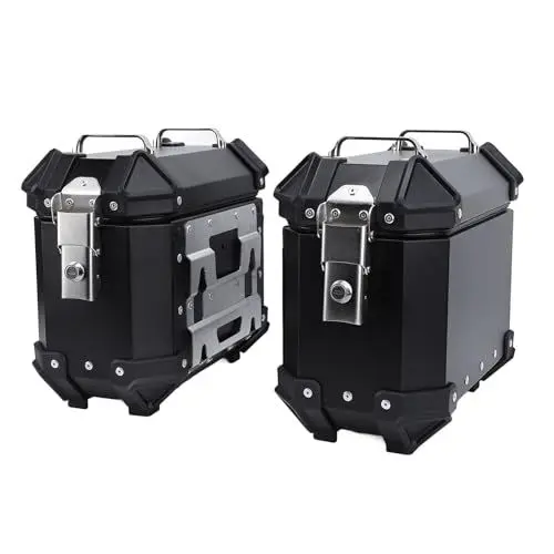 Produktbild: 18L Motorrad-Seitenkoffer aus Aluminiumlegierung, Harte Satteltaschenbox mit Sicherheitsschloss und Griff für Helmgepäck (BLACK)