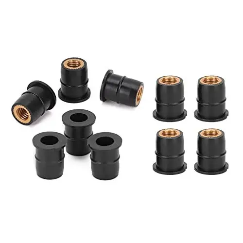 Produktbild: Motorradzubehör Gummimutter (Gummiblindmutter) M6 Einsetzen Well Nuts, Expansion Nuts 10PCS Well Nuts M6x0.8mm Rubber Captive Brass for Motorrad ATV Windshield Body