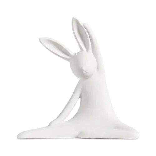 Produktbild: MOTUZP Meditation Yoga Statuen Keramik Yoga Figur Keramik Hase Figur Statue Weiße Yoga Hase Figur Kaninchen Statue Dekor für Ostern Festival Home Desktop Dekor (D)