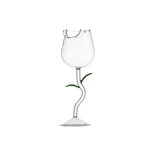 Produktbild: MOTUZP Roséweingläser, Kristall-Rotweingläser, Rosen-Champagnergläser, Rosenblumenkelch, Wein-Cocktail-Saftglas, Klare Trinkbecher für Geschenke, Partys (2 Stück 230 ml grünes Blatt)