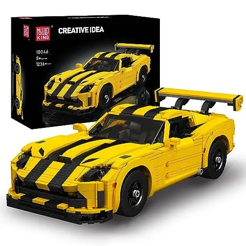 Produktbild: Mould King 10046 MOC Technik Rennauto für Speed Fast Furious 1989 Dodge Viper Modellauto Spielzeug Auto-Modell zum Bauen für Kinder, Technologie Klemmbausteine Bausatz Toys （1236 pcs）
