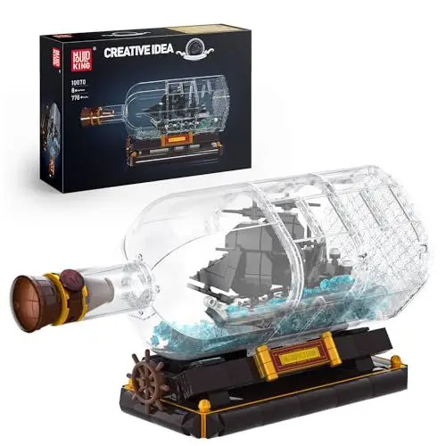 Produktbild: Mould King 10070 Piratenschiff in Flasche Bausteine Black Pearl Segelschiff Klemmbausteine Sammler Schiffsmodell Geschenk für ab 8 Jahren(778 Teile)