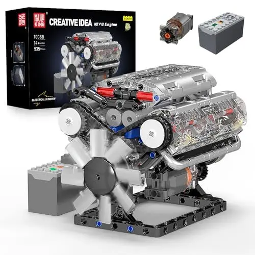 Produktbild: Mould King 10088 Technik V8 Motor Bausteine Spielzeug, 535 Stück Engine Klemmbausteine Bausatz Geschenk für Jungen Mädchen ab 8 Jahren