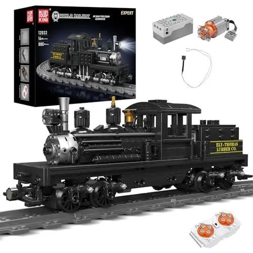 Produktbild: Mould King 12032 Technik Dampflok Zug Modell Bausteine, 880 Teile Lokomotive Set mit mit Scheinwerfern Fernbedienung Klemmbausteine Bauset, Geschenk für Kinder Jungen und Mädchen