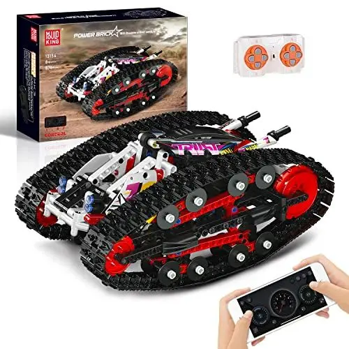 Produktbild: Mould King 13154 Technik Ferngesteuert Bauspielzeug Tracked Racer Transformationsfahrzeug Klemmbausteine STEM Modellbausatz 360° Flip (836 Teile)