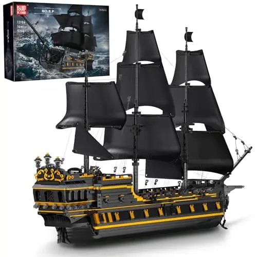 Produktbild: Mould King 13186 Black Pearl Piratenschiff Bausteine Spielzeug Set, 5266 Teile Großes Piratenschiff für Erwachsene, MOC Segelschiff Modellbausatz Geschenk, WX13186