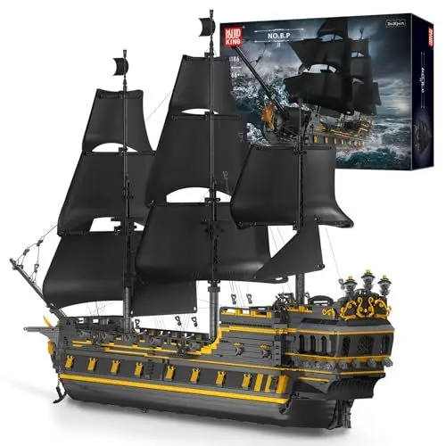 Produktbild: Mould King 13186 Black Pearl Piratenschiff Klemmbausteine Bausatz, 5266 Teile Große Segelschiff Bausteine Spielzeug für Erwachsene und Kinder, STEM Technik Schiff Klemmbausteine Bausatz Modell