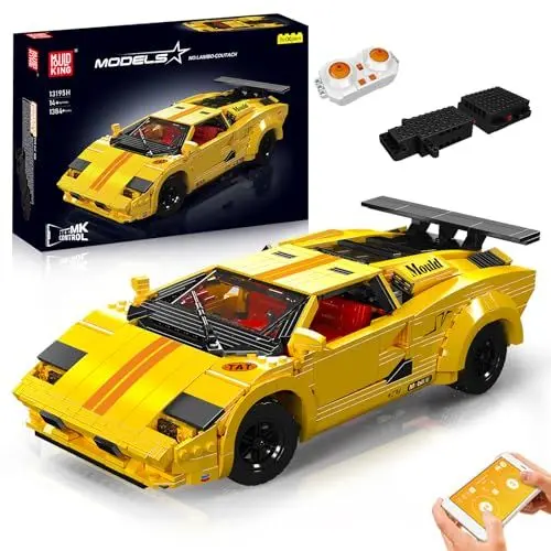 Produktbild: Mould King 13195H MOC Technik Car Modell, Technologie APP Ferngesteuert Elektrisch Sportwagen Cabrio Auto Modellauto Bausatz, (1384 pcs) Sportwagen für Erwachsene Klemmbausteine Bausatz