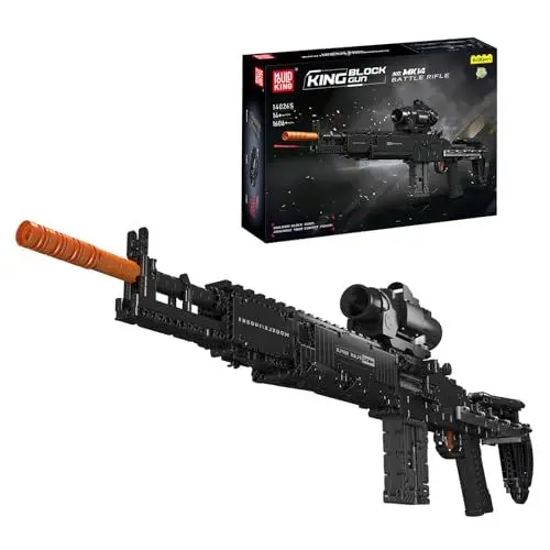 Produktbild: Mould King 14026 Kampfgewehr MK14 Klemmbausteinen mit 1606 Bauelementen. Technik Bausatz Pistole Bausteine Schießwaffe Modell,Bausteine Waffen-Gewehr Bauset