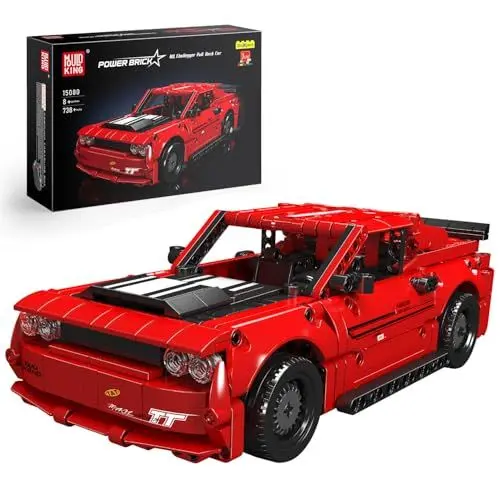 Produktbild: Mould King 15080 Technik Speed Champion Dodg Challenger Sportwagen Bausteine mit Rückziehmotor Rennwagen Klemmbausteine Autobausätze Für Kinder Fans Erwachsene (738 Teile)