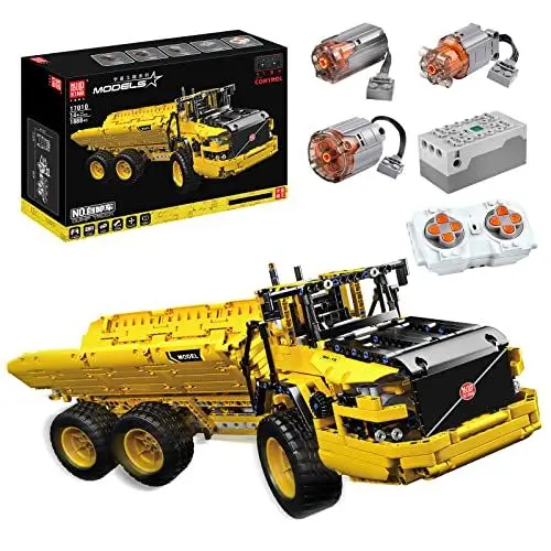 Produktbild: Mould King 17010 Technik Muldenkipper, Gelenktechnologie LKW Klemmblock, (6x6) ferngesteuertes Auto Klemmblock-Kit Autotransporter LKW