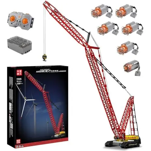 Produktbild: Mould King 17015 Technik Kran 188cm Raupenkran LR-13000 Raupenkran mit 6 Motoren, 4318 Teile Technik Ferngesteuert Kran Bauset Technologie Ringkran MOC 39663, Ab 8 Jahren