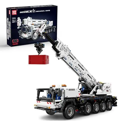 Produktbild: Mould King 17034 Technik Ferngesteuert Kran Bausteine Spielzeug RC LKW Autokran Baufahrzeug Crane Klemmbausteine Bausatz mit Fernbedienung und 4 Motoren(2819 Teile)