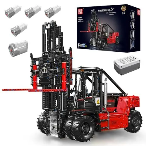 Produktbild: Mould King 17045 Technik MK II Gabelstapler-Bausatz, MOC Groß Gabelstapler Bausteine Modell, (4579 Teile mit Motor/APP-Fernbedienung) Technologie Klemmbausteine Bausatz