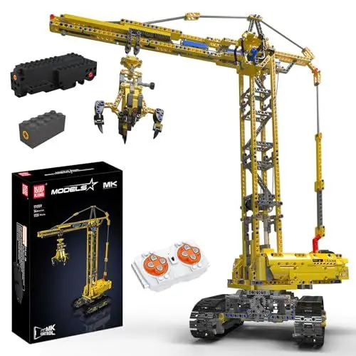 Produktbild: Mould King 17059 Technik Kran Klemmbausteine, 1731 Teile Fernbedienung Turmdrehkran-Spielzeug, Technik Schwerlast Raupenkran Modellbauset, 8 Jahre und älter