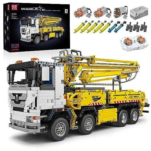 Produktbild: Mould King 19003 Technik Betonpumpen-LKW Bausatz ferngesteuert Pneumatischer Antrieb Betonpumpen-LKW Maschinenbau Fahrzeug Technologie Klemmbausteine Autobetonpumpe（4368 Pcs） MOC-29716