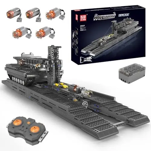 Produktbild: Mould King 20029 Technik Panzerbrückenbaufahrzeug Bausteine Modell, 1759 Teile Ferngesteuert Transporter Tank Konstruktionsspielzeug Klemmbausteine Bausatz für Erwachsene und Kinder