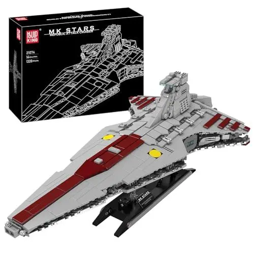 Produktbild: Mould King 21074 Super Star Destroyer Modell, Venator-Klasse Republik Angriffskreuzer Bausteinspielzeug, baubares Spielzeugmodell UCS Sammlerstück Spielzeug Bausatz für Erwachsene 1320 PCS