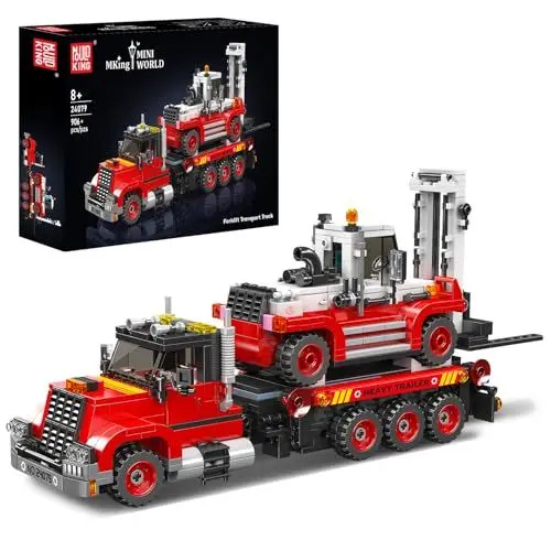 Produktbild: Mould King 24079 Technik Schwertransport LKW Bausteine, 906 Teile LKW-Bausatz, Technologie Anhänger Spielzeug für Erwachsene und Jugendliche 8+ Jahre