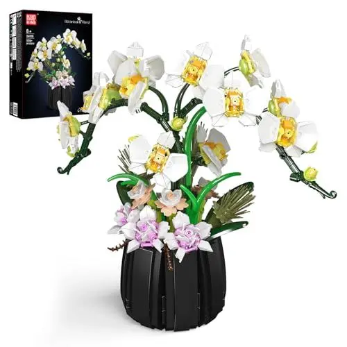 Produktbild: Mould King 24108 MOC Orchideen Blumen Bausteine, 1014 Teile Topfpflanzen-Blumenkunst ModellBausatz, Technik Spielzeug für Erwachsene und Kid 8+ Jahre