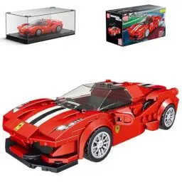 Produktbild: Mould King 27006 Technik Speed Champions Sportwagen Klemmbausteine F488 GTB Rennwagen Bausteine Modell Mit Acryl-vitrine Modellautos Zum Sammeln(329 Teile)