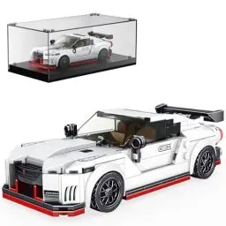 Produktbild: Mould King 27031 Technik Speed Champion Sportwagen Bausteine mit Acryl-Vitrine GTR Rennwagen Klemmbausteine Modellautos zum Sammeln (356 Teile)