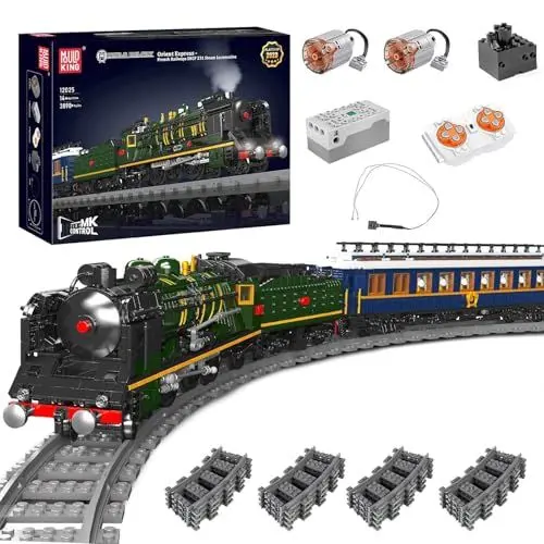 Produktbild: Mould King Technik Ferngesteuert Dampflokomotive SNCF 231 der Orient-Express-Französischen Eisenbahnen Zug Beleuchtung Bauklötze Set LED Licht Baukasten 3898 Stück Klemmbausteine Bausatz