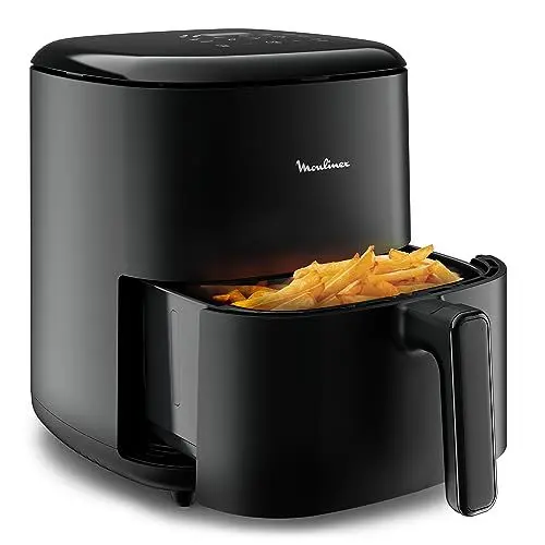 Produktbild: Moulinex Easy Fry Max 5L – Luftfritteuse für schnelles Kochen, Energieeinsparung bis zu 70%, intuitives Bedienfeld, 10 automatische Programme, bis zu 6 Personen, digitales Rezeptbuch, EZ2458
