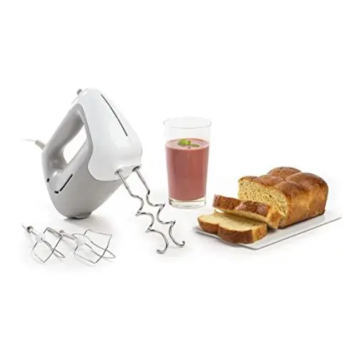 Produktbild: Moulinex PrepMix HM450B Stabmixer und Knetmaschine, 450 W, 5 Geschwindigkeitsstufen, 2 Schneebesen, 2 Knethaken, vielseitig einsetzbarer Edelstahl-Handmixer, spülmaschinenfestes Zubehör