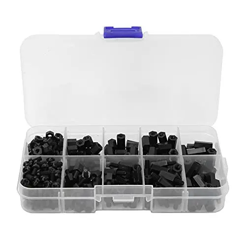 Produktbild: MOUMOUTEN 300PCS M3 Nylon Schwarz Weiß Schrauben Muttern Schrauben Schrauben Isolator Set Box Set (Schwarze M3-Nylonschrauben, 300 Stück/Karton)